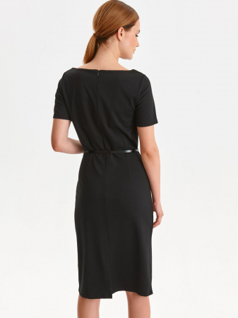 Rochie office midi neagra cu maneca scurta [4]