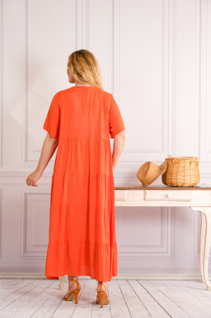 Rochie orange boho chic cu aplicatie florala pe bust [2]