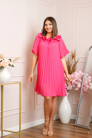 Rochie plisata Alice cu volanase - Ciclam [2]