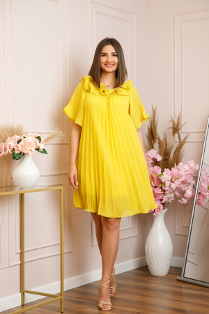 Rochie plisata Alice cu volanase - Galben [3]