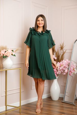 Rochie plisata Alice cu volanase - Verde [3]