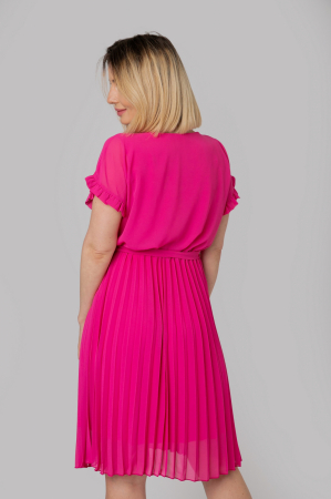 Rochie plisata ciclam cu cordon in talie [3]