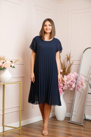 Rochie plisata Elisa cu maneci fluture - Bleumarin [3]