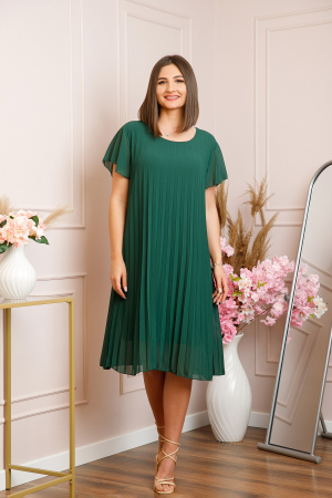 Rochie plisata Elisa cu maneci fluture - Verde [3]