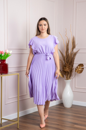 Rochie plisata lila cu volane pe maneci [3]
