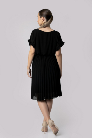 Rochie plisata neagra cu cordon in talie [2]