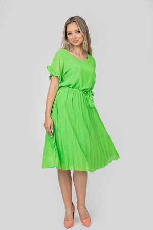 Rochie plisata verde praz cu cordon in talie [0]