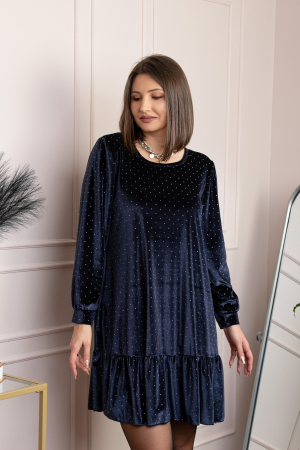 Rochie plus size din catifea bleumarin Alessia [2]