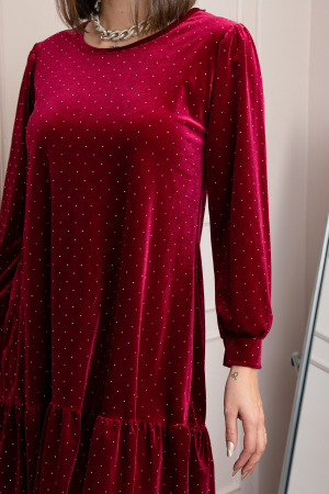 Rochie plus size din catifea grena Alessia [1]