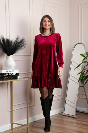 Rochii - Rochie plus size din catifea grena Alessia