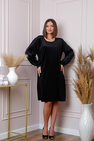 Rochie plus size din catifea neagra Adele [3]