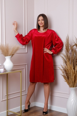 Rochie plus size din catifea rosie Adele [3]