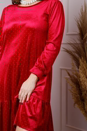 Rochie plus size din catifea rosie Alessia [1]