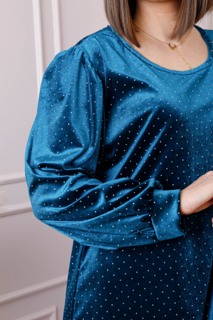 Rochie plus size din catifea turcoaz Adele [1]