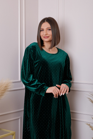 Rochie plus size din catifea verde Adele [2]
