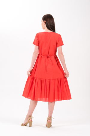 Rochie rosie boho chic cu broderie florala [2]