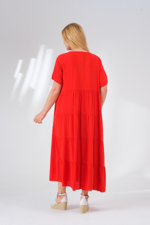 Rochie rosie boho chic cu snur si ciucuri [2]