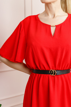 Rochie rosie clos cu curea in talie [1]