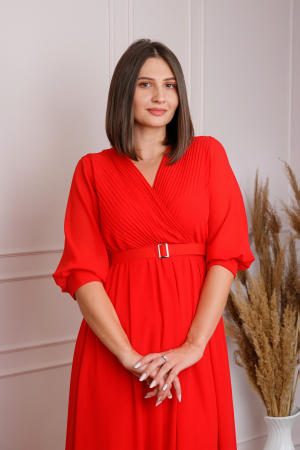 Rochie rosie cu bust petrecut si curea in talie [2]