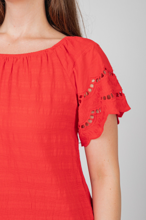 Rochie rosie cu detaliu perforat [2]