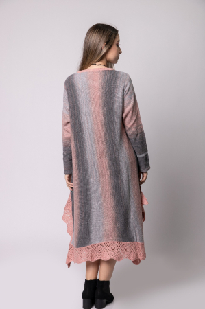 Rochie roz boho chic tricotata cu baza asimetrica [3]