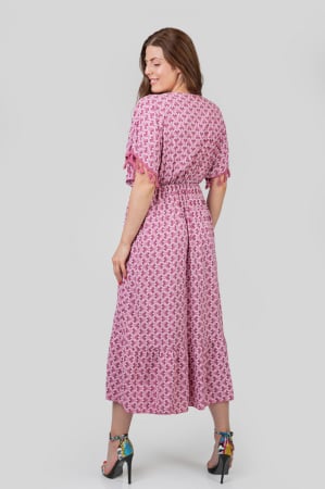 Rochie roz cu ciucuri si model mandala [3]