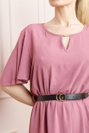 Rochie roz pudrat clos cu curea in talie [1]