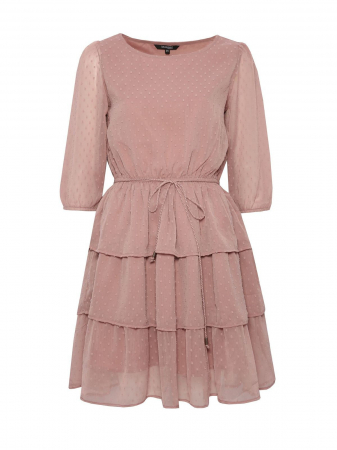 Rochie roz pudrat cu picatele si volane [5]