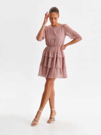 Rochie roz pudrat cu picatele si volane [4]