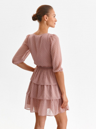 Rochie roz pudrat cu picatele si volane [3]