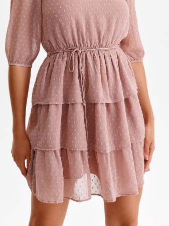 Rochie roz pudrat cu picatele si volane [2]