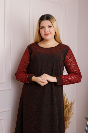 Rochie plus size Scarlett eleganta grena cu paiete [2]