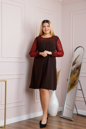 Rochie plus size Scarlett eleganta grena cu paiete [3]