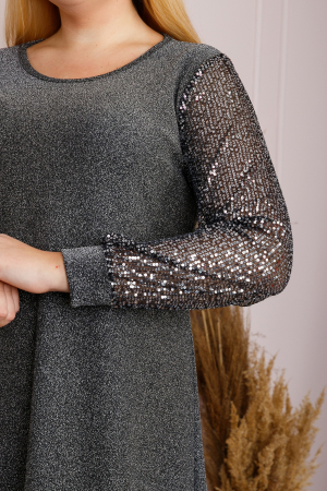 Rochie plus size Scarlett eleganta gri cu paiete [1]