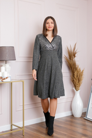 Rochii - Rochie Sophia eleganta gri cu paiete la bust