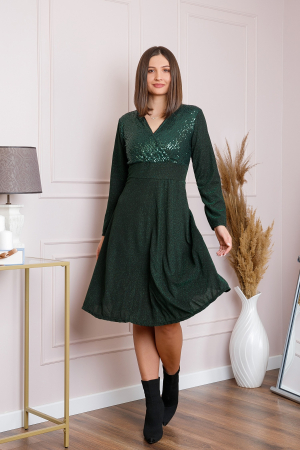 Rochii - Rochie Sophia eleganta verde cu paiete la bust