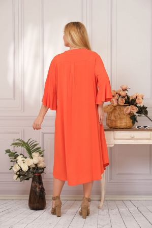 Rochie tip camasa orange boho chic cu aplicatie pisica [4]