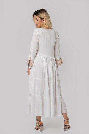 Rochie traditionala alba cu motiv geometric crem Virginia 01 [2]