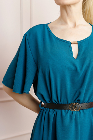 Rochie turcoaz clos cu curea in talie [1]