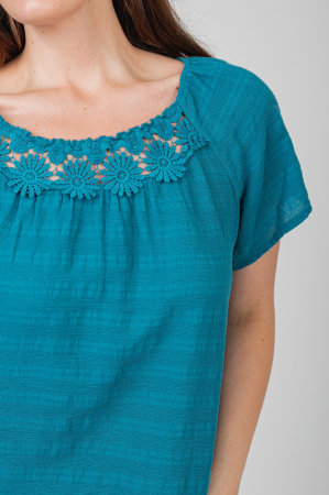 Rochie turcoaz cu aplicatii florale [2]