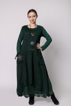 Rochie verde boho chic cu baza asimetrica [0]