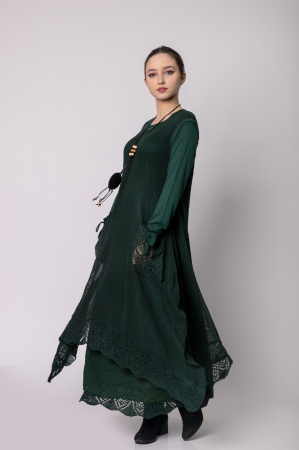 Rochie verde boho chic cu baza asimetrica [2]