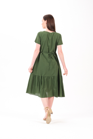 Rochie verde boho chic cu broderie florala [2]