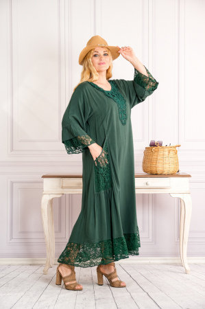 Rochie verde boho chic cu buzunare din dantela [1]