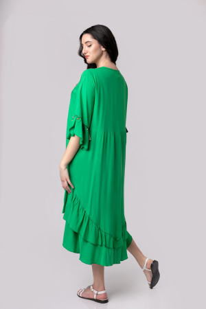 Rochie verde boho chic cu romburi si ciucuri [3]