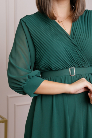 Rochie verde cu bust petrecut si curea in talie [1]
