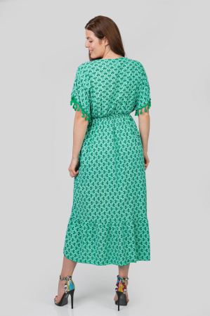 Rochie verde cu ciucuri si model mandala [3]