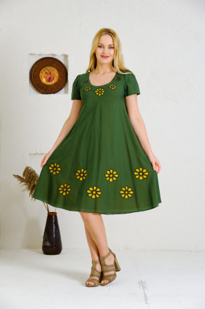 Rochie verde cu detaliu floral perforat [0]