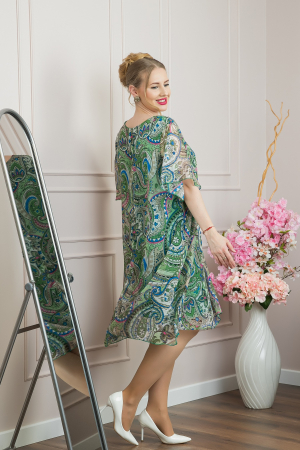 Rochie verde din voal cu imprimeu Paisley si maneci fluture [3]