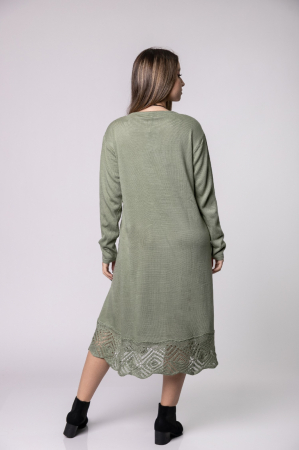 Rochie verde fistic boho chic cu model tricotat romburi [3]